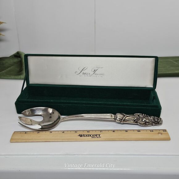 Vtg Silver Treasures By Godinger Silverplate Holiday Santa Slotted Serving Spoon - Picture 6 of 12